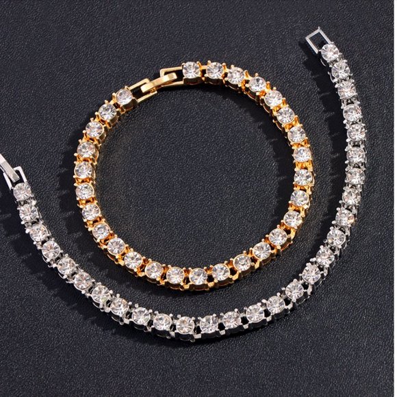 1pcs Emerald Cut Iced Box Square Chain Crystal Bracelet - Picture 3 of 16